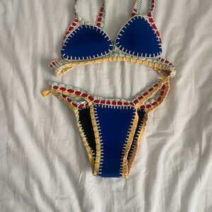 Colorful Crochet Trim REVERSIBLE Bikini Set